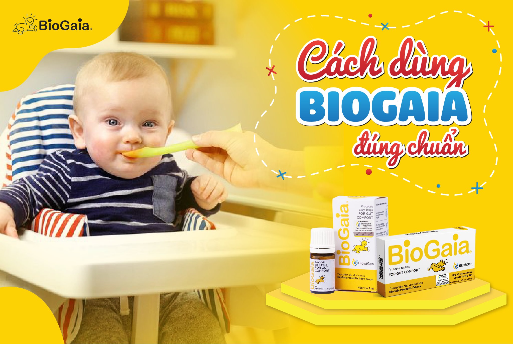 cách dụng biogaia cho trẻ sơ sinh