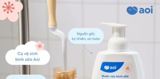 Làm sạch bình sữa hiệu quả với nước rửa bình sữa Aoi