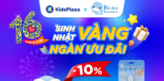 KuKu siêu sale giảm 10% mừng sinh nhật KidsPlaza 16 tuổi