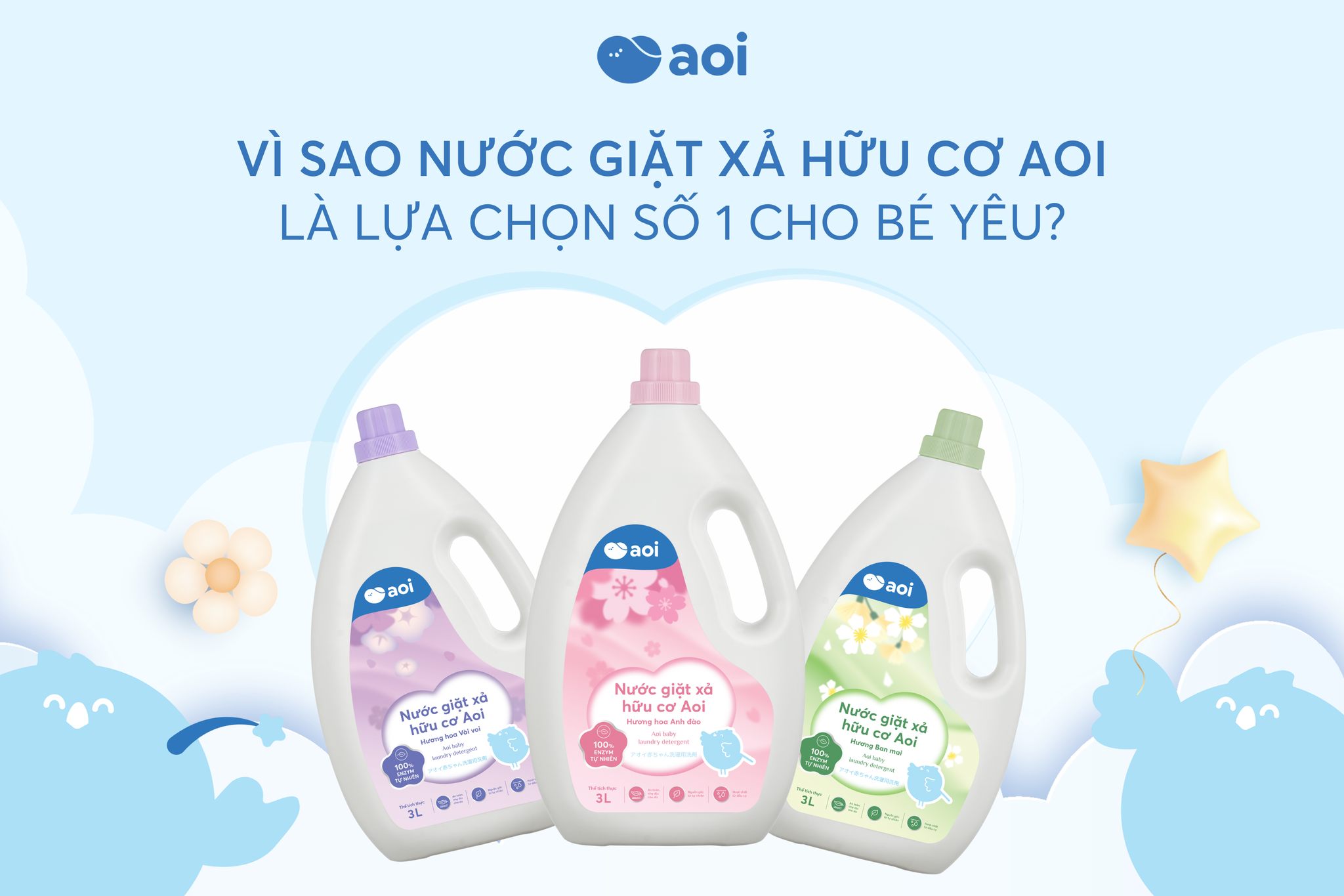 Nước giặt Aoi cho quần áo luôn thơm tho, mềm mại