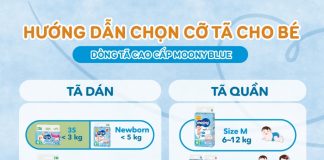 Bí quyết chọn size bỉm Moony xanh phù hợp cho bé