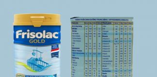 Review bảng thành phần dinh dưỡng sữa Frisolac Gold 1