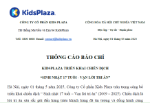 Thông cáo báo chí chiến dịch kỉ niệm 17 năm thành lập KidsPlaza