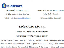 Thông cáo báo chí chiến dịch kỉ niệm 17 năm thành lập KidsPlaza