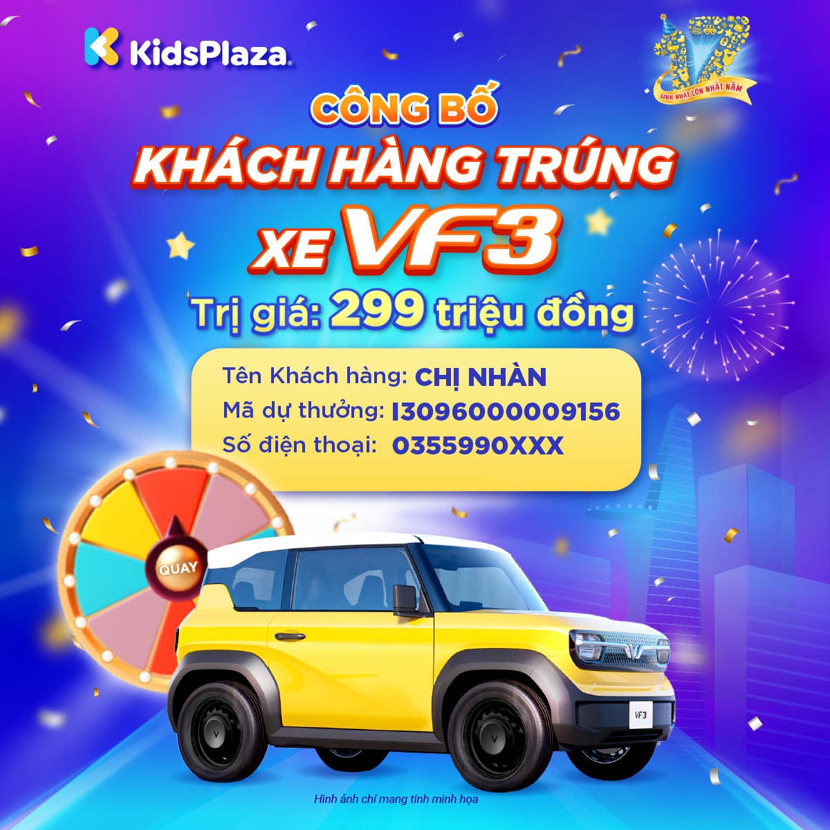Khách hàng may mắn trúng giải đặc biệt xe vf3