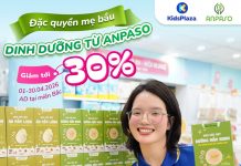 Đặc quyền mẹ bầu – Anpaso giảm đến 30% tại KidsPlaza anpaso