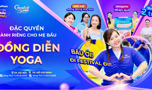 Festival Mẹ Bầu & Em Bé KidsPlaza 2026: Yoga Bầu Mom Light – Lễ hội ánh sáng và hành trình kết nối mẹ & bé