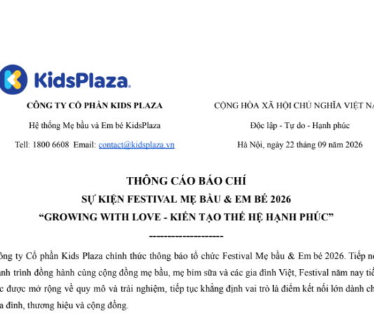 THÔNG CÁO BÁO CHÍ SỰ KIỆN FESTIVAL MẸ BẦU & EM BÉ 2026 “GROWING WITH LOVE – KIẾN TẠO THẾ HỆ HẠNH PHÚC” thong-cao-bao-chi-1