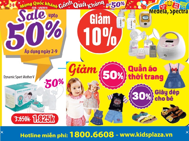 Máy hút sữa giảm giá 50% chào mừng quốc khánh tại Kids Plaza avata khuyến mại máy hút sữa giảm giá 2/9