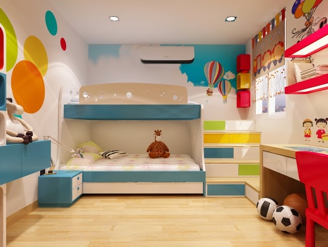 Trang trí phòng ngủ với giường tầng gỗ dễ thương - Kids Plaza