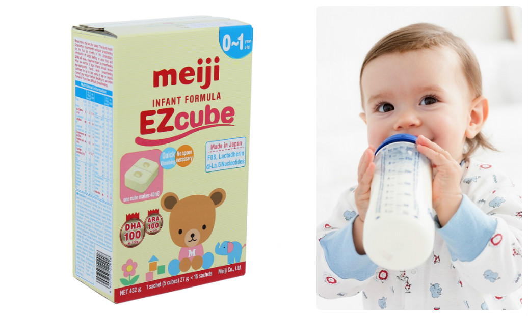 Hướng dẫn chi tiết nhất cách pha sữa Meiji thanh số 0 Infant Formula Ezcube