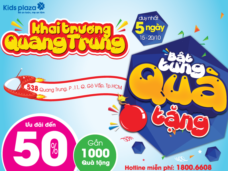 Cơn bão quà tặng tới 300 triệu đồng cho mẹ và bé tại Kids Plaza Quang Trung